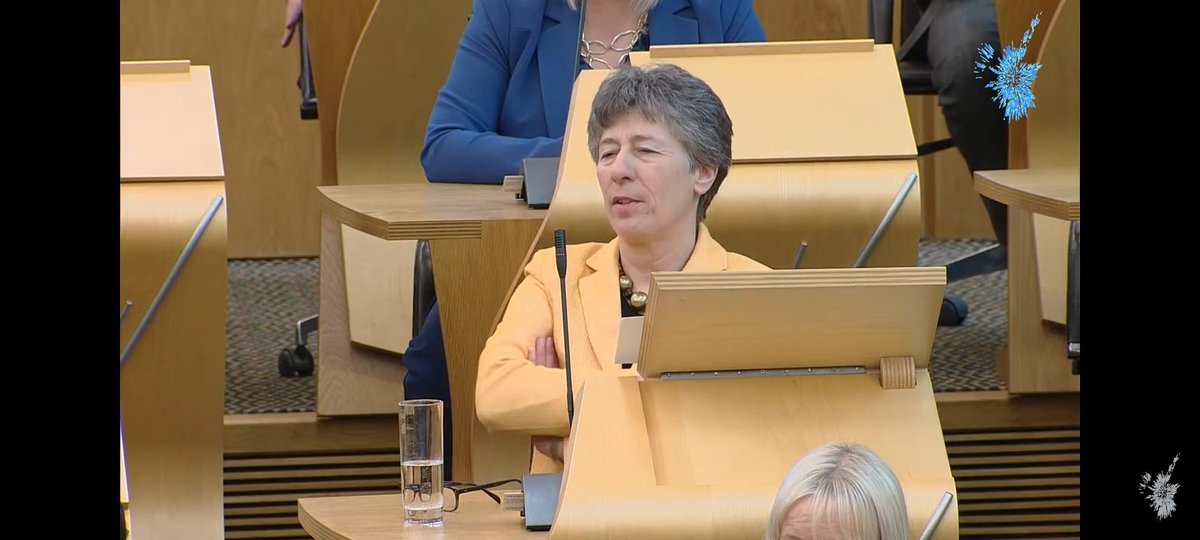NyScotland's tweet photo. The First Minister is answering a question by @mspliz Liz Smith. 
She is giving him "Get out my classroom" vibes! 🤣 https://t.co/HSnuwkF9QL
