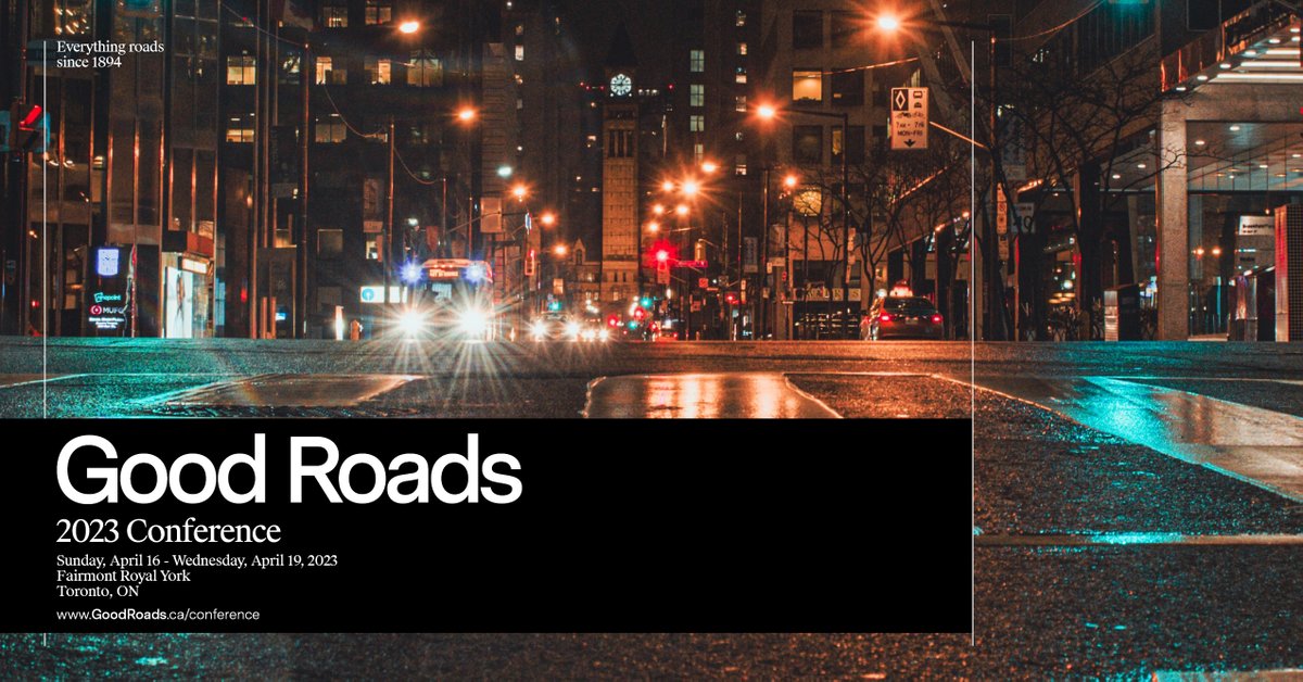 17 days until industry professionals gather in downtown #toronto to talk innovations, solutions, ideas and answers. Learn more:
GoodRoads.ca/Conference 
#localgov #onpoli #Cdnmuni #publicworks #Engineering #municipal #transportation #infrastructure #GoodRoadsConference