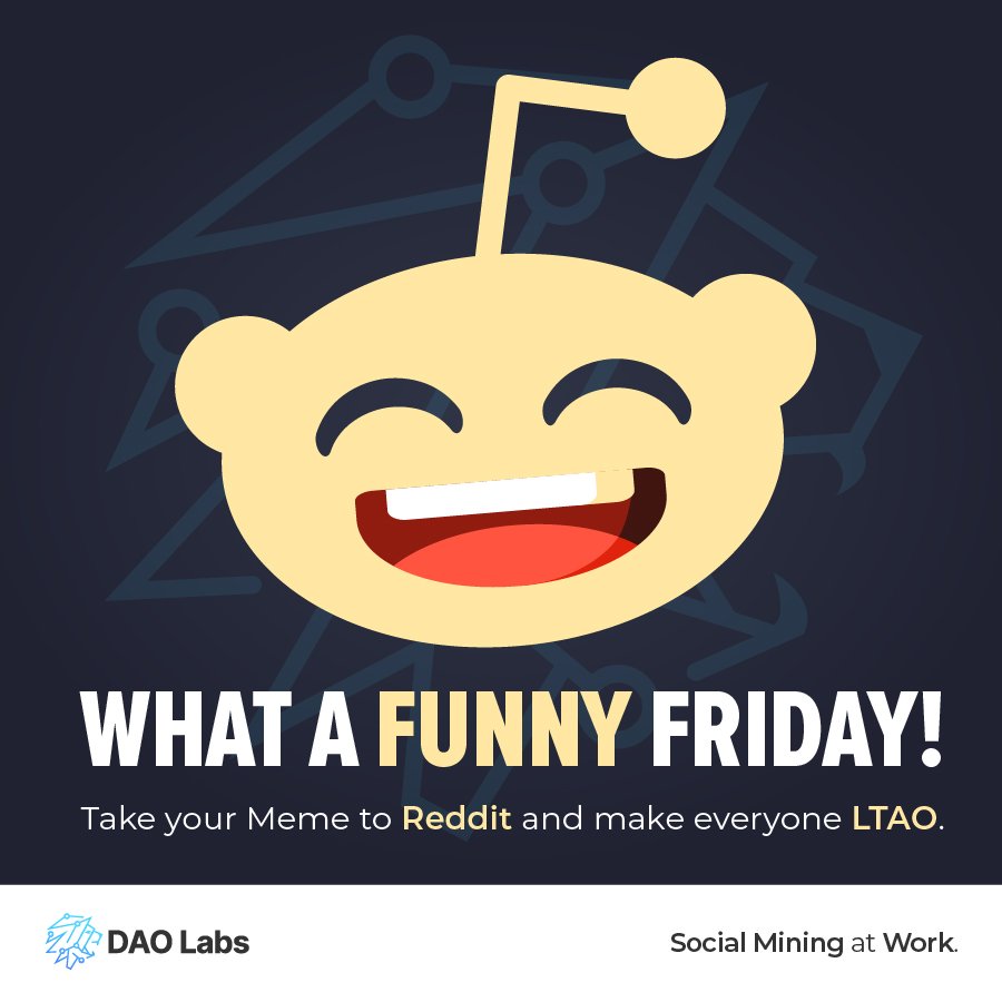 Ray230521's tweet photo. Another Task #DAOLabs is Avalailabe to your submit on #DAOVERSE Platform

Reddit Funny Friday Task | 1st assignment | Make fun of your SocMin friends!

Topic of the Week: Reddit Roast Battle

🎁 Rewards :
🥇200 Points + 0.01 REP
🥈100 Points + 0.05 REP
🥉50 Points + 0.03 REP https://t.co/QByVYQ6h4h