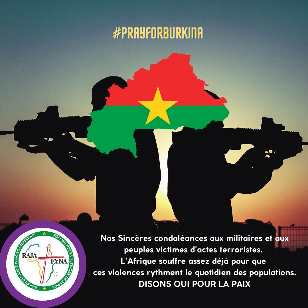 Préoccupés par la situation au Burkina, offrons à nos frères et sœurs du Pays de Hommes Intègres nos prières du 31 mars au 2 avril. Réciter 3 Notre Père, 3 Je vous Salue Marie pour la cessation des violences au Burkina Faso. #PRAYFORBURKINA #RAJA #FYNA ⁦<a href="/RajaFyna/">RAJA-FYNA</a>⁩