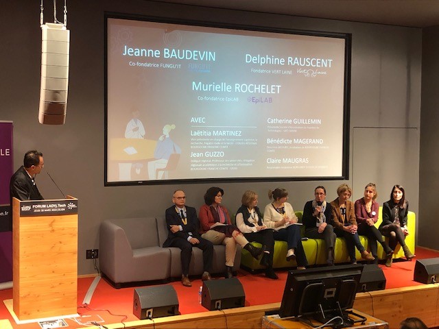 SATT_SAYENS's tweet photo. Lady'j Tech 👉 𝟭𝗲𝗿𝗲 𝘁𝗮𝗯𝗹𝗲 𝗿𝗼𝗻𝗱𝗲 avec les #startups
➡ Fungu’it ➡ EpiLAB ➡ Vert Laine & la participation de Catherine Guillemin Présidente @SATT_SAYENS , de Jean Guzzo @DRRT_BFCO, de Bénédicte Magerand #decaBFC, Claire Maugras @BurgundySB https://t.co/v0UMts96eG