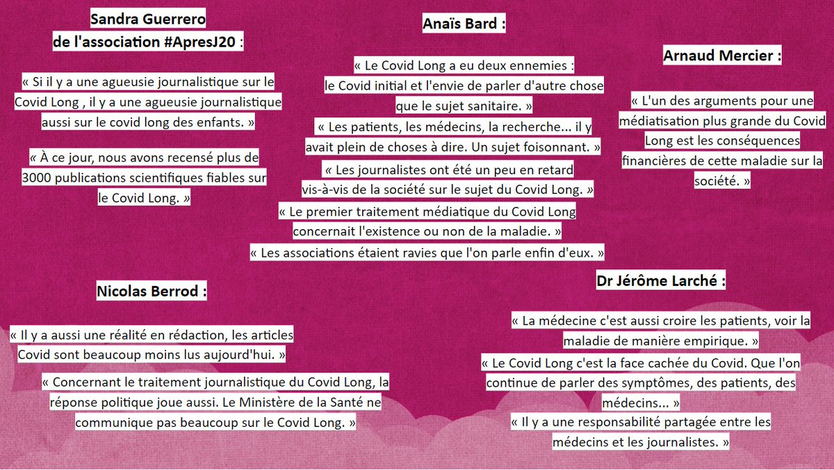 Retour sur la table ronde aux #Assises du journalisme de Tours sur le thème du #CovidLong, avec :
🔹<a href="/SandraG70613470/">Sandra Guerrero</a> bénévole <a href="/apresj20/">ApresJ20 - Association Covid Long France</a>
🔹Dr <a href="/Jerome_Larche/">Jérôme Larché</a> mb de notre CS
🔹<a href="/anaisbard/">Anaïs Bard</a> journaliste, #CovidLong
🔹<a href="/nicolasberrod/">Nicolas Berrod</a>
🔹Pr <a href="/ArnauddMercier/">Arnaud Mercier</a> 

Fil à dérouler 👇👇👇
#ApresJ20