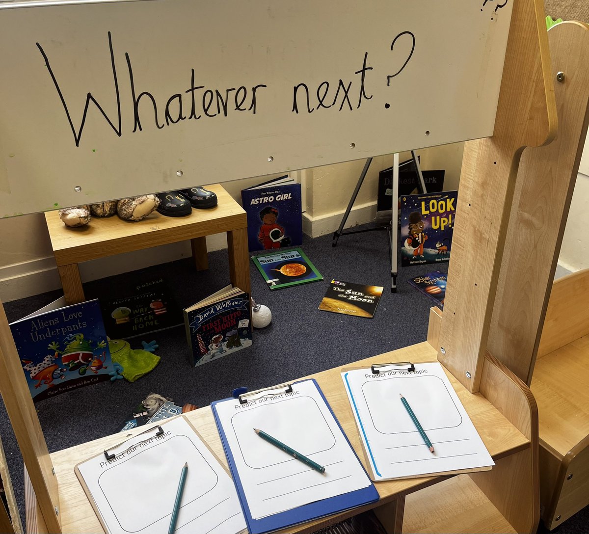 MrsPringle_'s tweet photo. I wonder what EYFS are learning about next half term! 🤔🔭☄️👽🪐🚀👩‍🚀✨ https://t.co/65TrmlJYwc