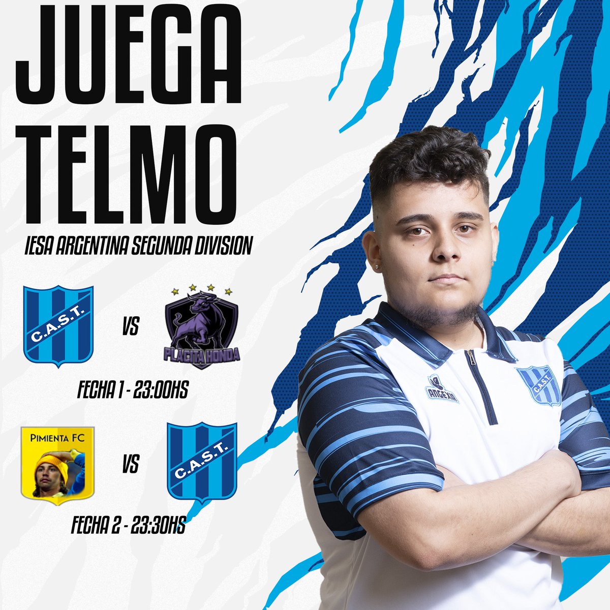 #FIFA22 #PS4 <a href="/IESAFIFAar/">IESA Argentina</a>

JUEGA TELMO⚽

FECHA 1
🆚 <a href="/PlacitaHonda/">Placita Honda</a>
⏰23:00

FECHA 2
🆚 <a href="/PimientaFC/">Pimienta F.C</a>
⏰ 23:30

#TodoTelmo