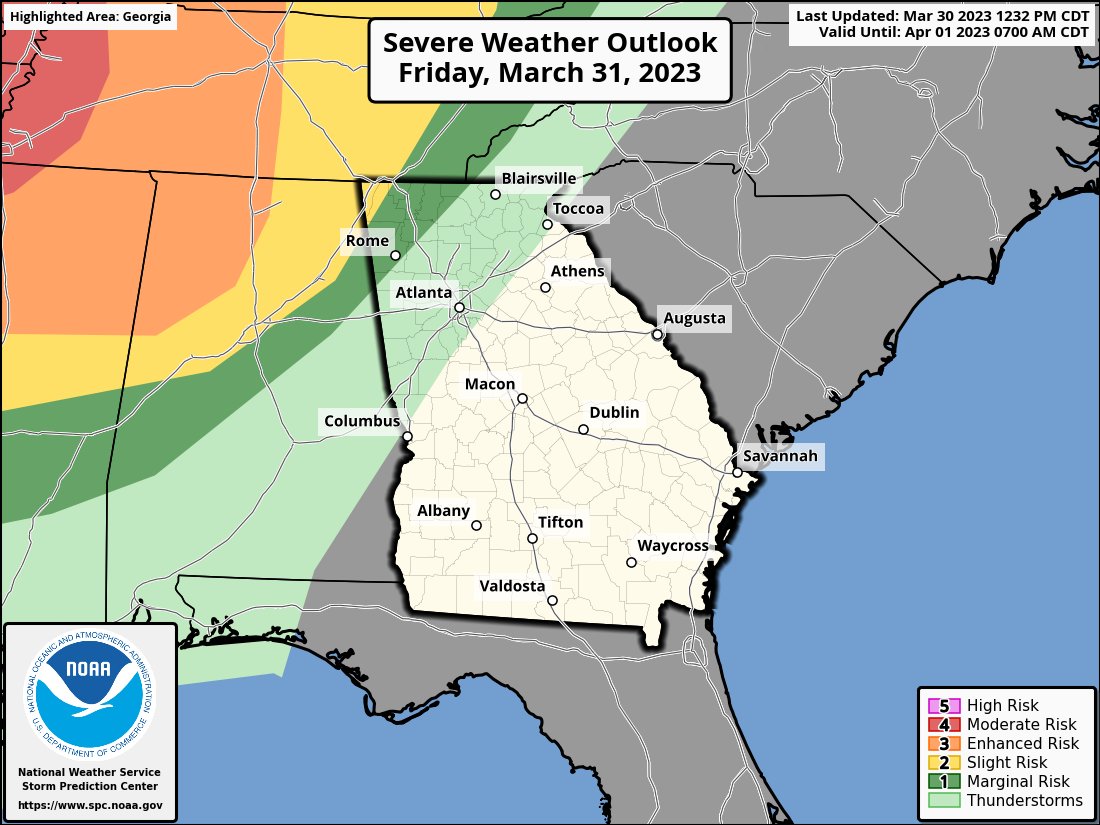NWS Atlanta on Twitter "Here is an updated look at our severe weather