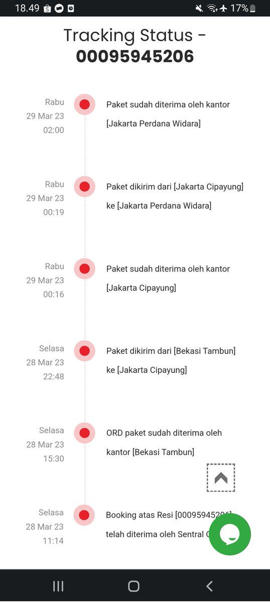 Alzenna7's tweet photo. @CargoSentral maaf mau tanya admin paket saya dengan nomer resi 00095945206 kok stuck masih dijakarta terus ya gak ada pergerakanya sama sekali dari tgl 29 mohon ditindak lanjuti ya min https://t.co/qneUVOsdJ4