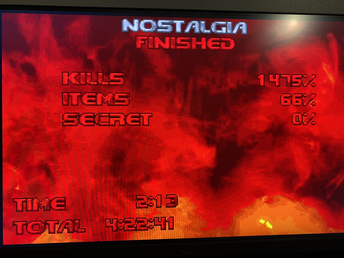 Finished Nostalgia today, most fun I’ve had since Anomaly Report. Super comfy with a little bite. Played continuous no saves pistol start after death on PRBoom Plus