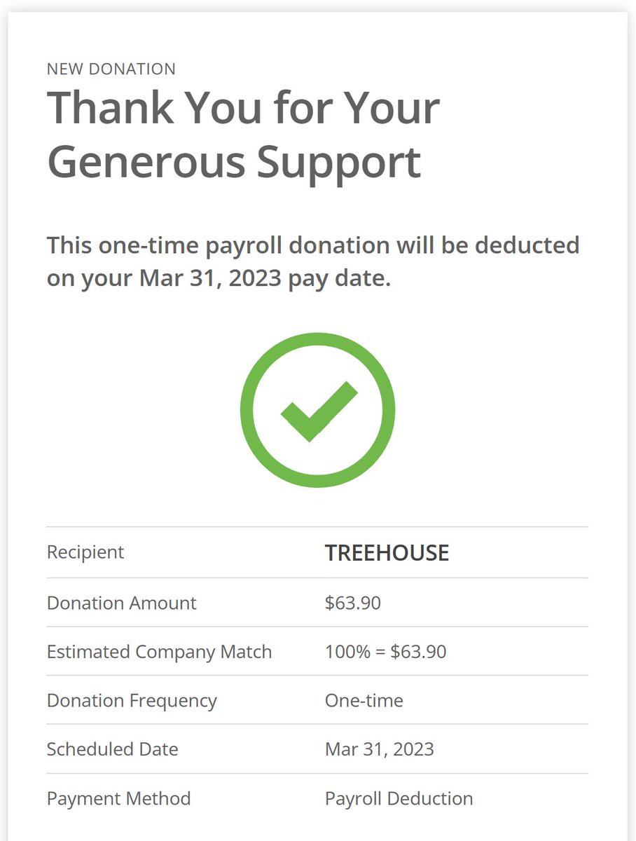 Another payout, another donation to <a href="/TreehouseTweets/">Treehouse</a>. We're getting close to $3,000 raised since we started! Thank you so much, everyone. 💛💛💛