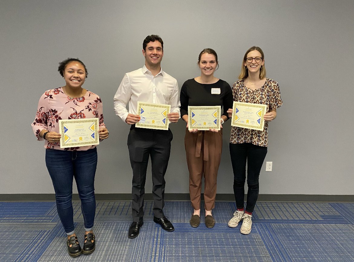 The chairs may not have shown up for lunch but UF Biomaterials researchers showed out for Biomaterials Day! Thanks so much to the invited speakers and volunteers for making today great! <a href="/MarymKasper/">Mary Kasper</a> Dr. Isaac Adjei @bme_olivia and <a href="/MykelDGreen/">Mykel D. Green, PhD</a>! Congrats to the student winners!