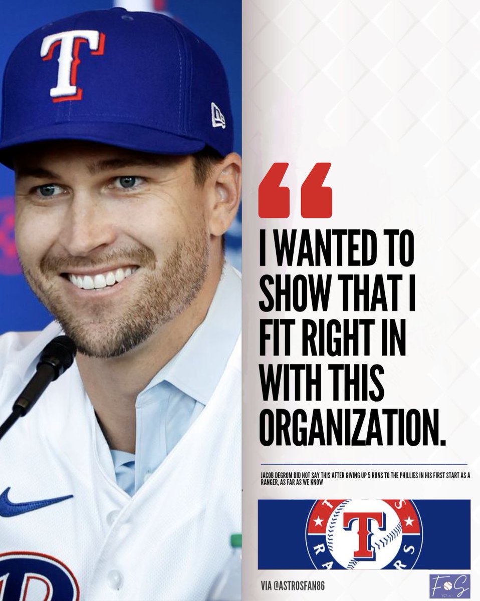 FAX Sports MLB on Twitter "Jacob deGrom on his first start as a Ranger"