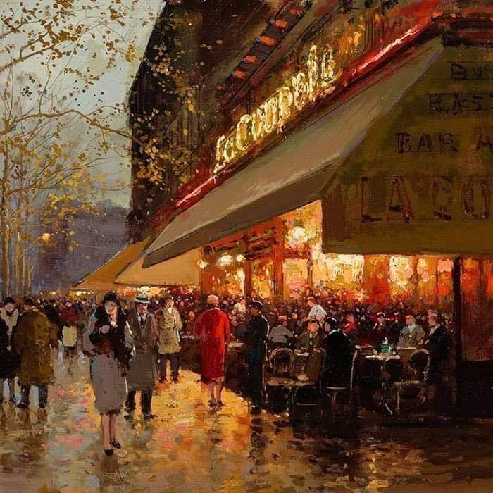 ParisAMDParis's tweet photo. Édouard Cortès. 
La Coupole à Montparnasse 
1920. Paris https://t.co/OGNk5Kd6SQ