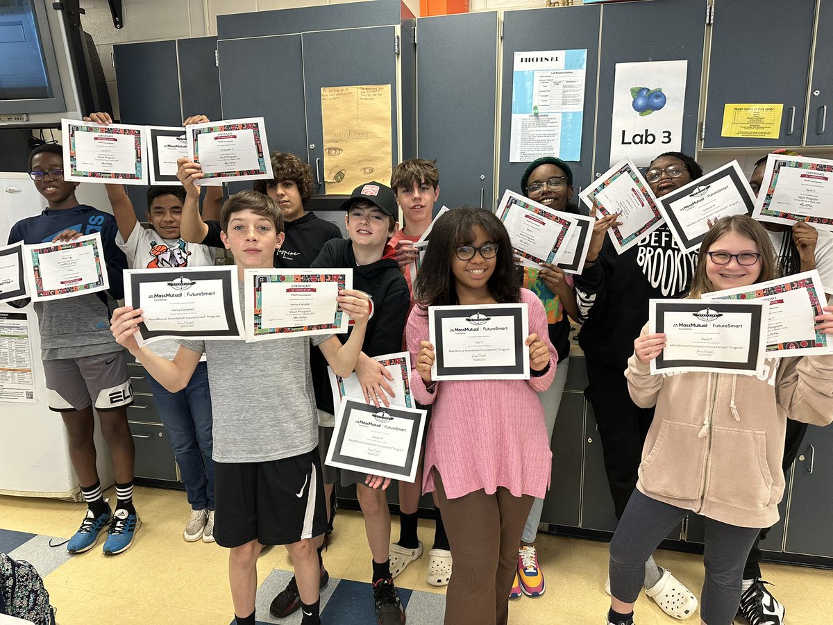 Boyd_FACS's tweet photo. CONGRATULATIONS to 7th grade Personal Finance students on receiving their Mass Mutal Financial Literacy certificates! I am so proud of the real-world connections they were able to make this quarter. Budget Plans, College Budgets, Credit Skills, Taxes, and so much more was covered https://t.co/JXh4NwExk9