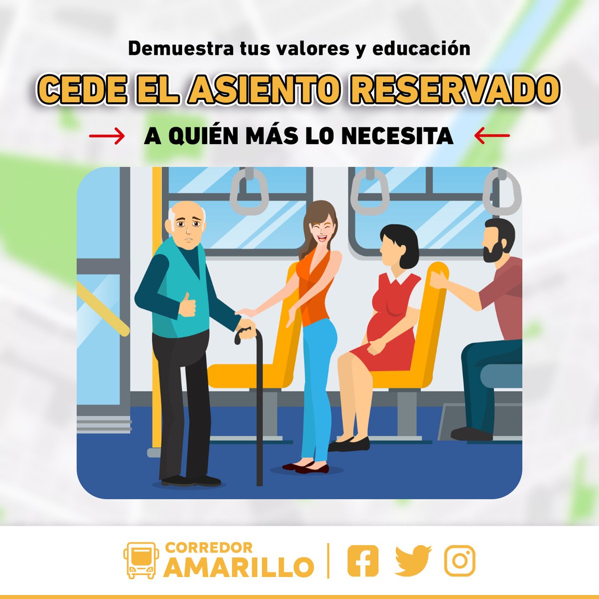 corre_amarillo's tweet photo. Sobrin@, cede el asiento a las personas que más lo necesitan, demuestra tu educación. ☝🙌 

 #TransporteUrbano #LimaPass #Lima #CorredoresComplementarios #transporteseguro #TransportePúblico #TransporteEnLima https://t.co/apiG4GkBy0