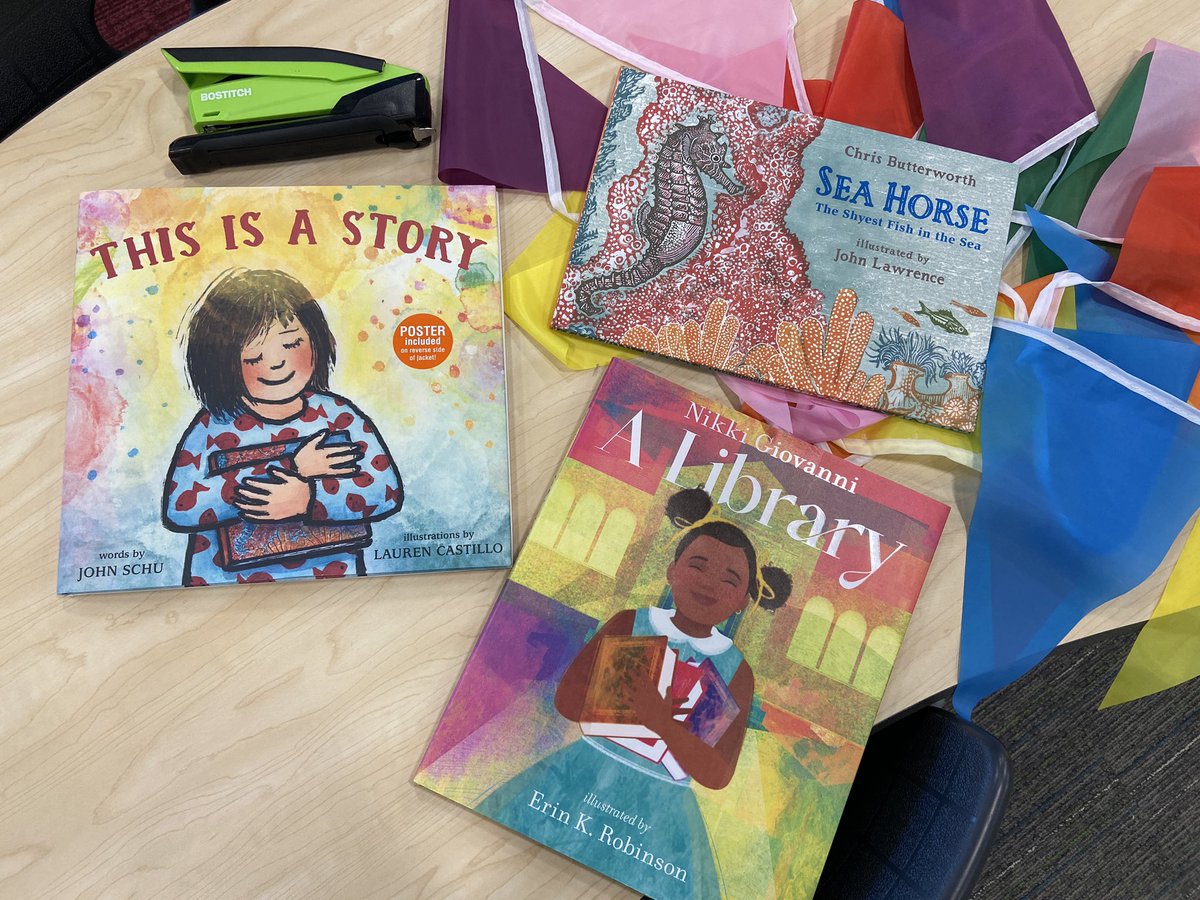 erindaydreams's tweet photo. Excited to celebrate @AASL #SchoolLibraryMonth with these books! @MrSchuReads @studiocastillo #NikkiGiovanni #ErinKRobinson #ChrisButterworth #JohnLawrence https://t.co/28q3AvWojw