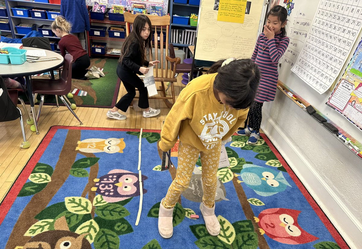 MrsBernalGrade2's tweet photo. Ss are learning and practicing how to measure accurately. They used different units of measurement to find the length of their jumps. They also graphed our class jump data on a line plot and found the difference between the longest jumps and the shortest jumps! #WeAreTisdale https://t.co/hDxSWNwCnE