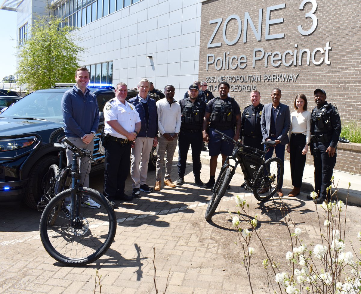 Atlanta is a group project and we are proud to play our part in #MovingAtlantaForward. Today we had the honor of presenting Zone 3 @Atlanta_Police officers with two new bicycles to utilize as part of their important community policing efforts. Thank you for keeping our city safe!