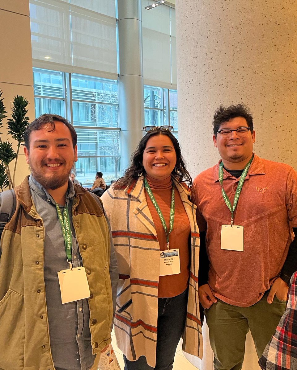 Gabriel Angulo (Left) Michelle Mohr (Center) and David Saldana (Right) from Environmental Science Master Program recently presented their research at the American Association of Geographers Annual Meeting on March 23-27, 2023. #toro #research #confere #aag2033