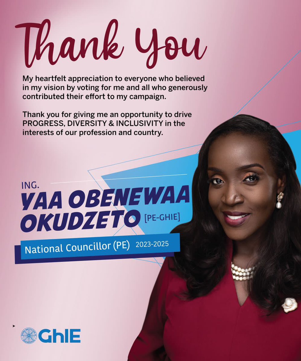 Congratulations ING. Yaa Obenewaa Okudzeto. Well deserved. <a href="/metrotvgh/">Metro TV Ghana</a> <a href="/BrightAmaning_/">Bright N. K. Amaning</a> <a href="/dadotey/">derick adotey</a>