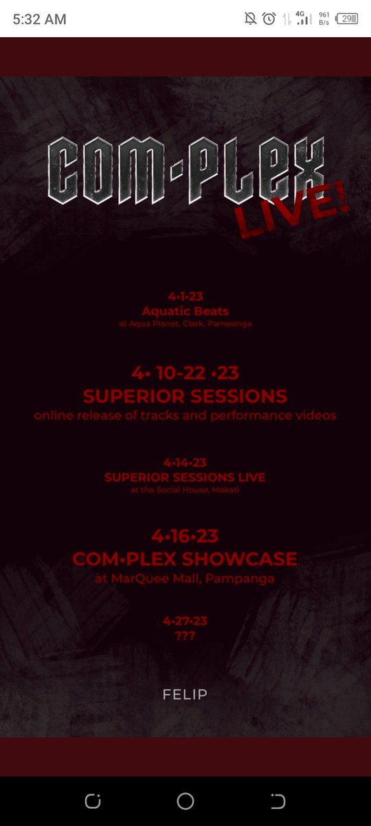 TitaCEZZZ's tweet photo. Congrats npo agad in advance @felipsuperior
Mark your calendar A TIN, FELIP stan and SISIWS
Aquatic Beats
SUPERIOR SESSIONS LIVE
COM.PLEX SHOWCASE
#FELIP
#COM_PLEX
#FELIP_COMPLEXlive https://t.co/JDF2H0aAs1