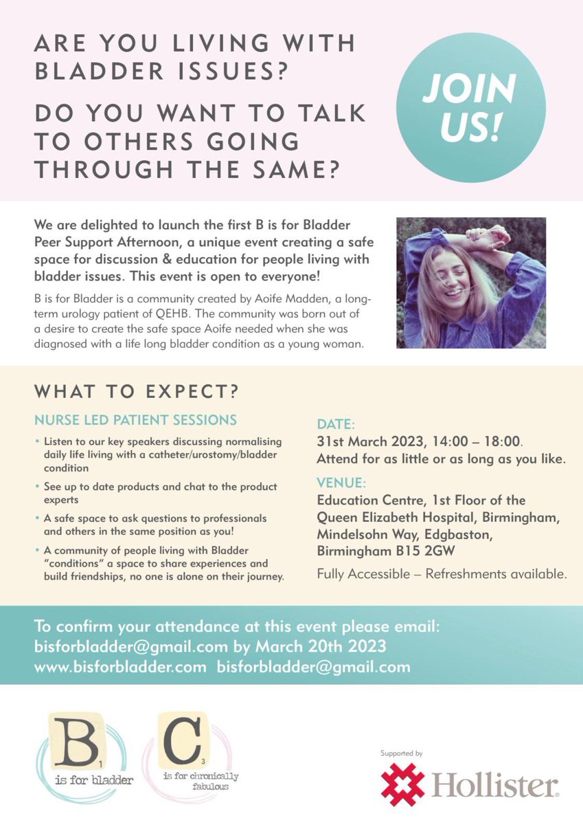 BattleWithEndo's tweet image. If you are in the Birmingham area come &amp;amp; join @bisforbladder event on all things Bladder Health. 
I’m honoured to have been ask to join as a guest speaker. 
No need to RSVP. Join us between 2pm-6pm at Queen Elizabeth Hospital, Birmingham tomorrow 31st of March. 

#BladderHealth