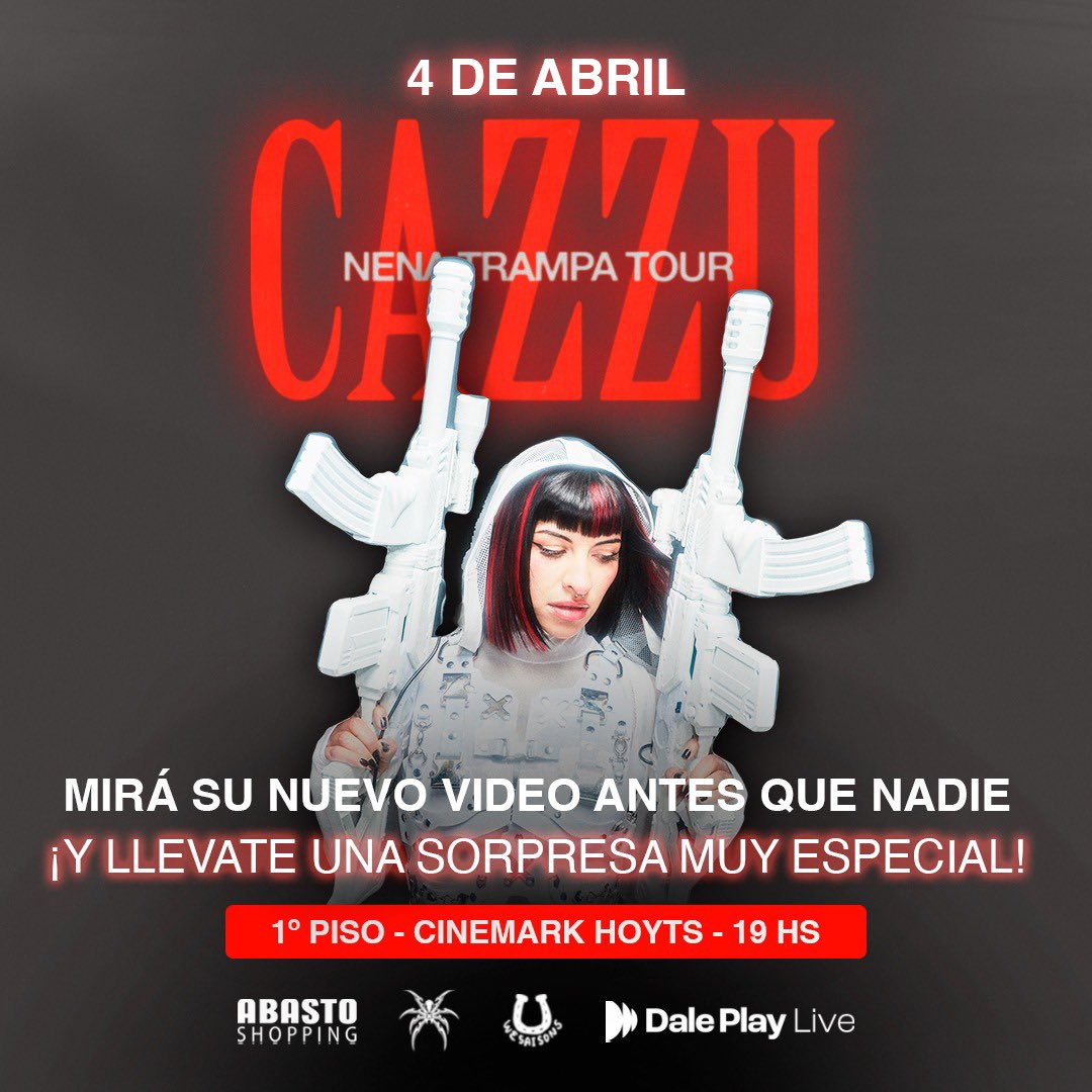 la gente de Buenos Aires va a poder ver el estreno del próximo tema de NENA TRAMPA DELUXE en <a href="/CinemarkHoyts/">Cinemark Hoyts 🇦🇷</a> en Abasto Shopping 🖤🕷️el 4 de Abril a las 19! Vayan temprano así no se quedan sin su lugar