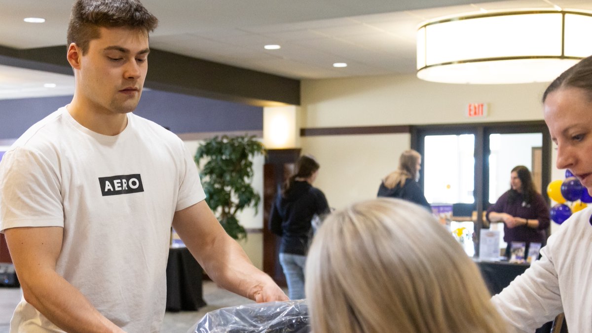 HoughtonUniv's tweet image. The Countdown to Graduation is ON! Seniors gathered today to pick up their cap and gown, meet with various offices from around campus, and spend some time together. It's getting real! 💜💛 
#44Days #Classof2023
#FEARLESS #GoHighlanders