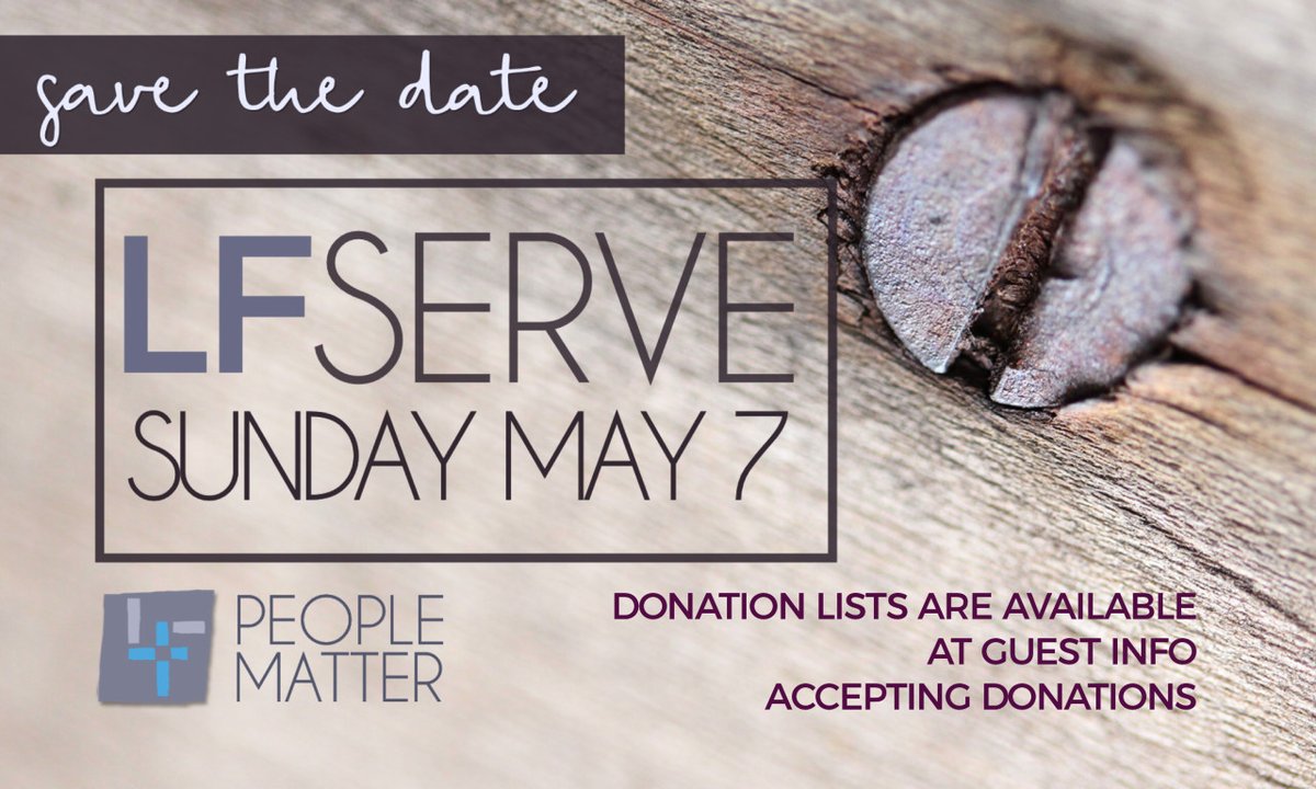 LittleFlock1810's tweet photo. Save the date for LF Serve for Sunday, May 7th! More details about projects and sign-up will come soon! In the mean time, donations are needed for various projects. Lists of needed items can be found at Guest Information. https://t.co/WjldLvfkeH