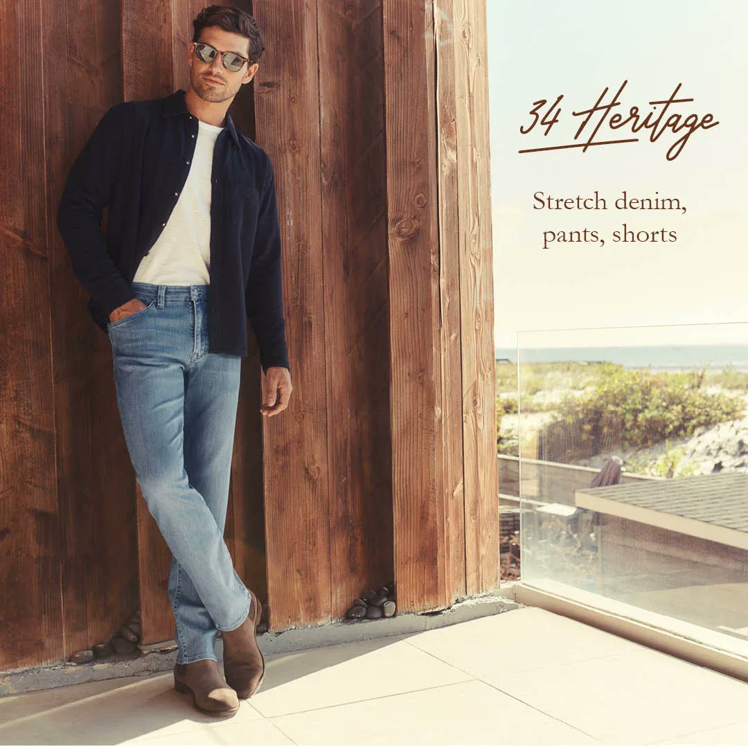 ShopTheFoursome's tweet photo. Stock up on our best-selling 34 Heritage denim, casual pants and shorts. Save up to 25%, now through April 8. https://t.co/EcSCoHkEVs https://t.co/kfrCItNAGd