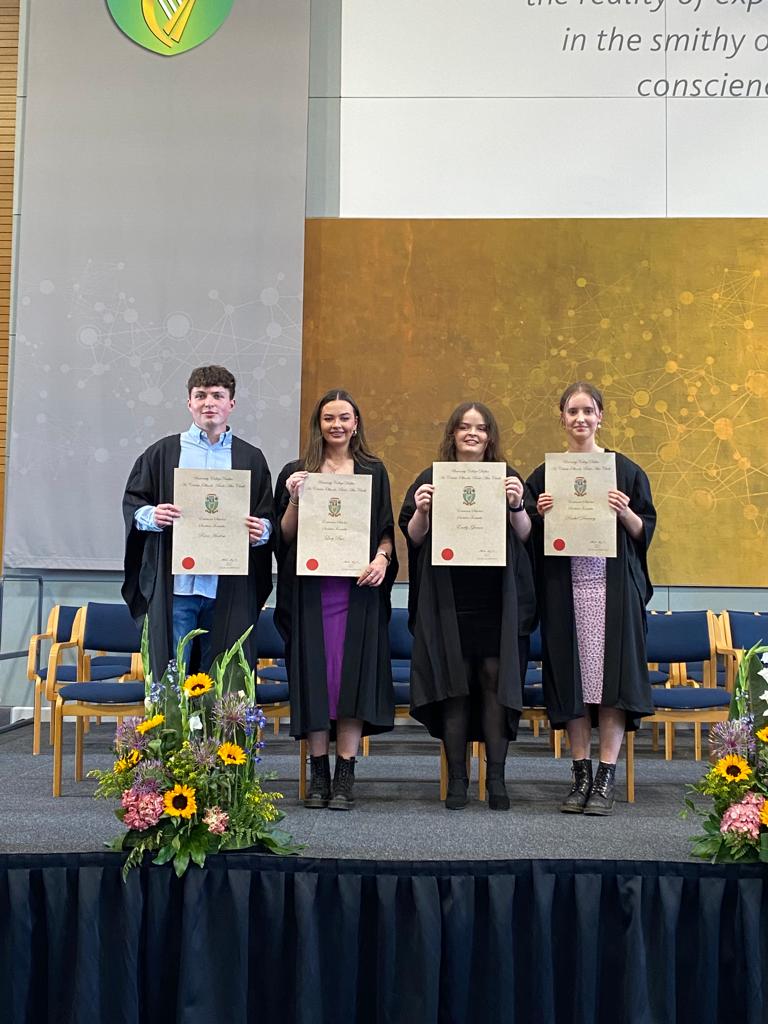 UCD Entrance Scholars Awards 
Congratulations to Scoil Mhuire's past students Rian Harlow, Lucy Bux, Emily Gleeson, and Rachel Devaney, who were awarded UCD Entrance Scholars Awards at a Ceremony in UCD O'Reilly Hall on Wednesday, 29 March.