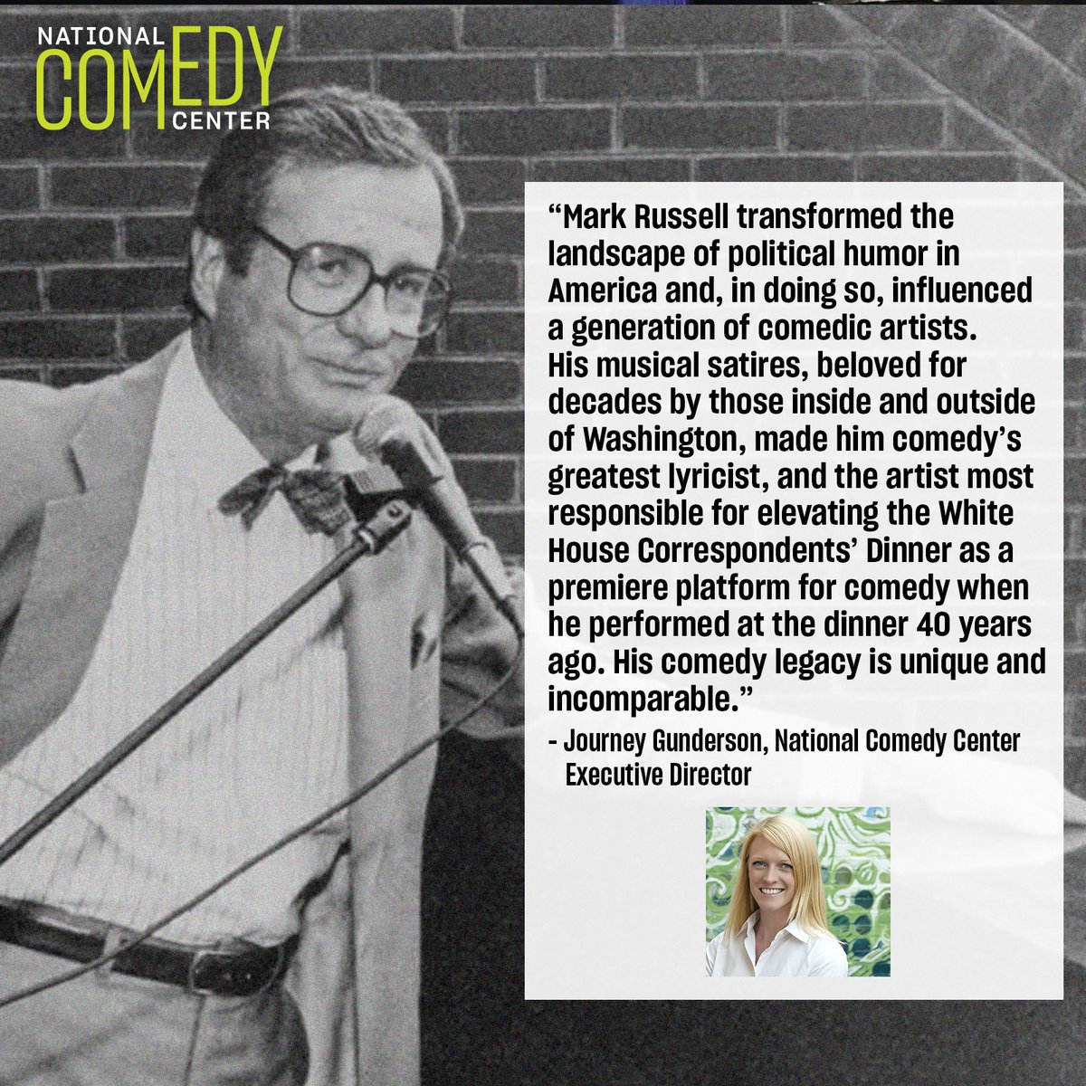 #NationalComedyCenter Executive Director <a href="/JourneyG/">Journey Gunderson</a> reflects on comedian and National Comedy Center advisory board member Mark Russell’s extraordinary career and legacy. #MarkRussell