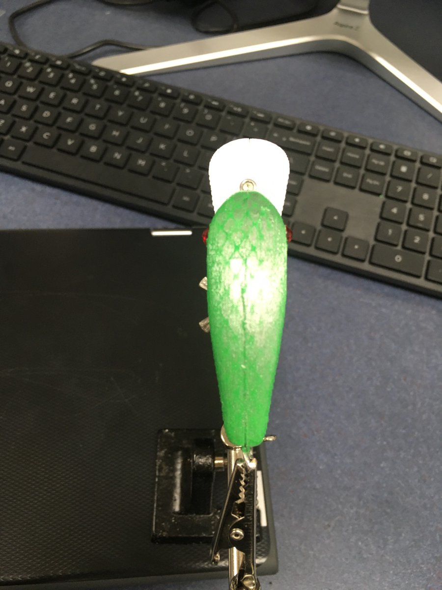 COSMOSIndiana's tweet photo. Students at @MitchellHS were tasked with creating new product ideas.

This crankbait was modeled, printed, and painted by freshman, Evan Woody! The next step is to test its performance and durability. 

🎣 Will this be the lure of choice for the @MCSBlueJackets bass fishing team? https://t.co/OuvPqHT89o