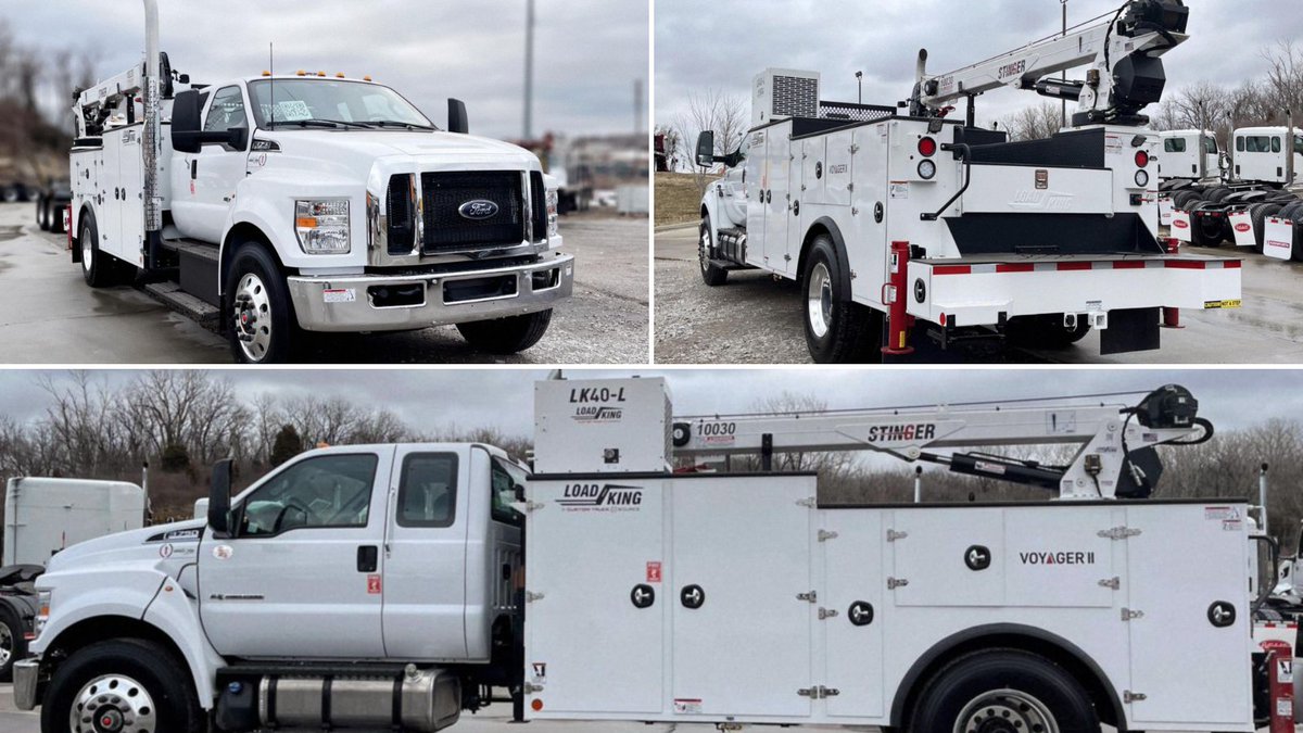 CTOneSource's tweet photo. Mechanics and service trucks for sale. Available today. 
2023 Ford F750 4x2 Load King Stinger 10030 Service Truck

#ServiceTrucks #MechanicsTrucks #LoadKing #mechanics #tools #crane https://t.co/eUBDR4Kld8