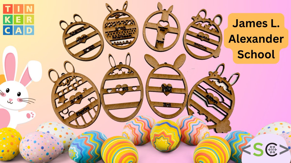 SaskCode's tweet image. Mr. Fisher's students at James L. Alexander did a great job creating their Easter egg decorations on #Tinkercad. Check out these eggcellent designs! #STEAM #STEM #3Dprinting #3Ddesign #3Dmodel #glowforge @saskatooniec @StoonPubSchools