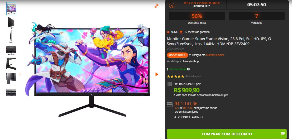PromoLinkBR's tweet photo. 🖥️ Monitor Gamer SuperFrame Vision, 23.8 Pol, Full HD, IPS, G-Sync/FreeSync, 1ms, 144Hz, HDMI/DP
🏷 por R$ 969,90 à vista com 15% de desconto no pix
🏷 ou em até 12x de R$ 95,09 sem juros
👉Acesse: https://t.co/OguOA9N3Jb
🛒Loja: Terabyte
#PromoGamer #SuperFrame #GAMER https://t.co/BgRC6fzvqt
