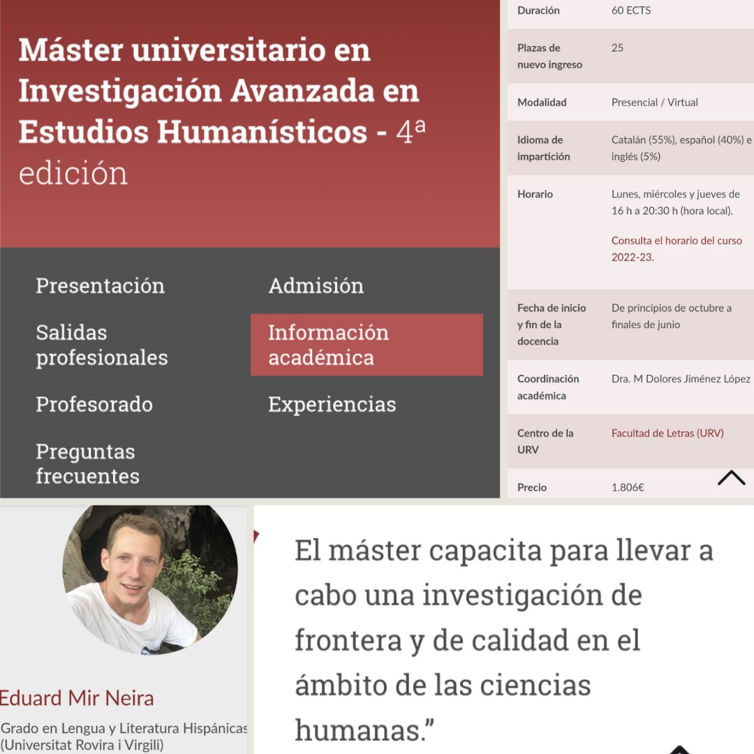 La profesora María Dolores Jiménez (@loli_jimenez23) ha presentado el Máster Universitario de  Investigación Avanzada en Estudios Humanísticos.
urv.cat/es/estudios/ma…
#hispánicas
 #urv #masters
#posgrados #lenguaespañola #investigación @universitaturv @lletresurv @alumniURV