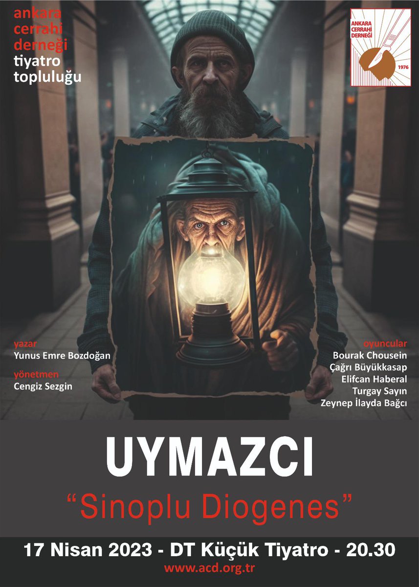 Yaşam, olanca yoğunluğu ve yıpratıcılığı ile hepimiz için devam ediyor.

Ölümle yaşam arasındaki o ince çizgi hemen her gün gözlerimizin önünde.

Ankara Cerrahi Derneği Tiyatro Grubu oyuncuları tarafından sergilenecek oyunumuza bekleriz...

acd.org.tr