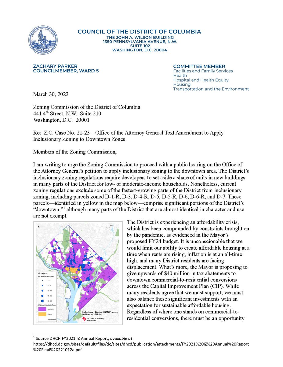 Councilmember Zachary Parker on Twitter "Earlier today, I sent this