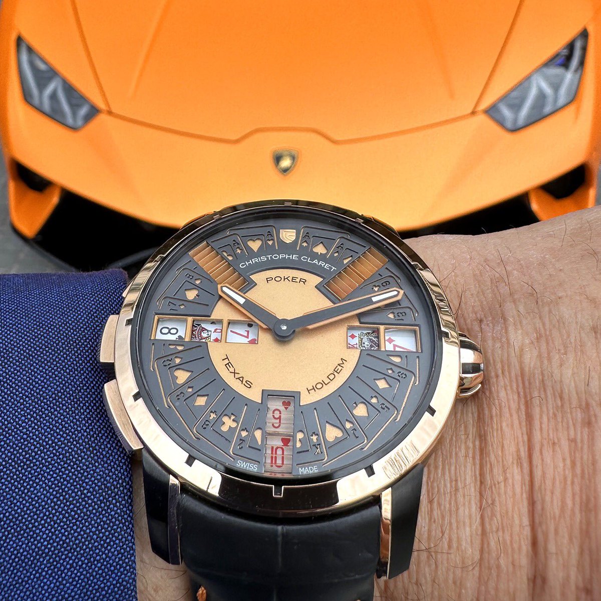 Poker,

Poker is yet another demonstration of #ChristopheClaret's daring know-how. 

The ease of use when playing #Poker is as impressive and unexpected as its intrinsic complexity. Up to three players face each other around the #watch.