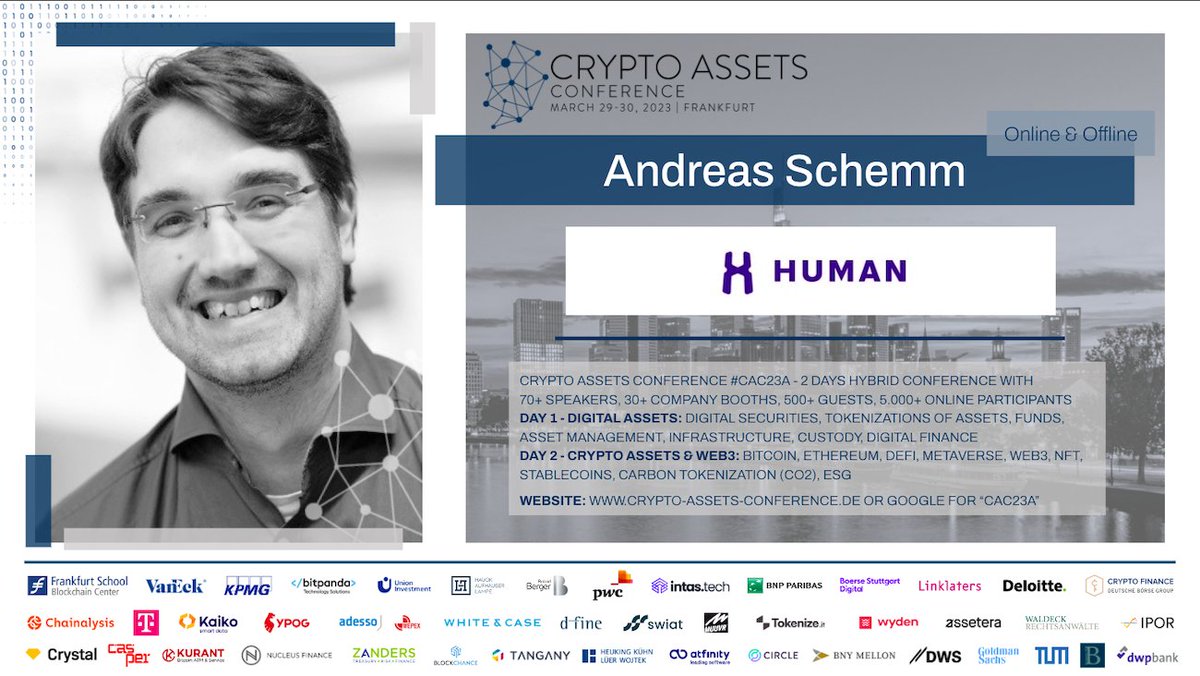 human_protocol's tweet image. Our very own Andreas Schemm was a speaker at today&apos;s Crypto Assets conference @Crypto_CAC hosted at the @FrankfurtSchool Blockchain Centre

He spoke on the Future of Work &amp;amp; Enabling Global Collaboration On-Chain 🌐  

#Web3 #Blockchain
