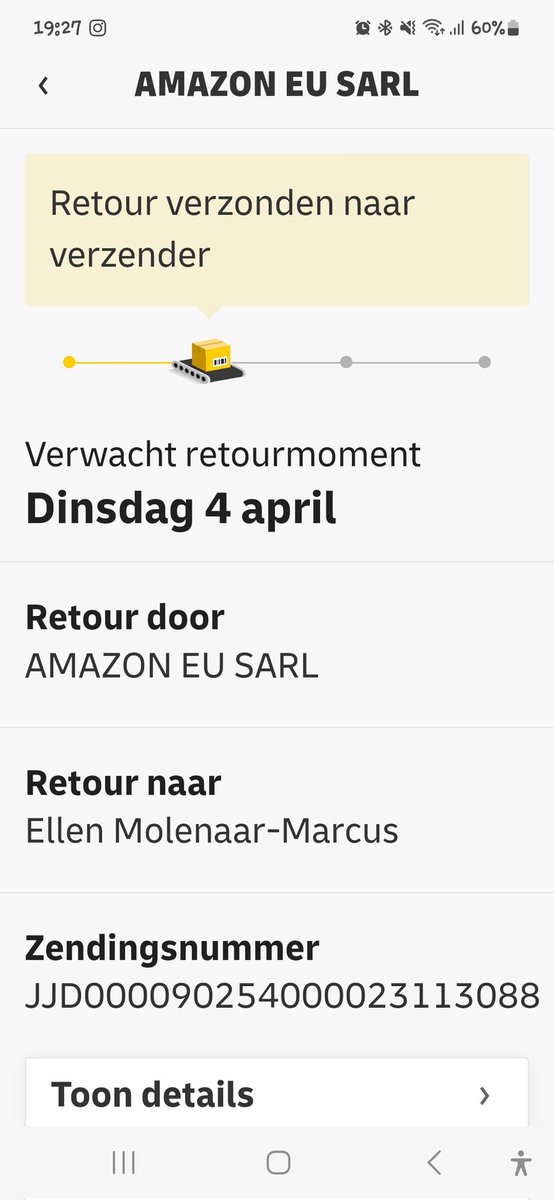 ellen3004's tweet photo. @AmazonHelp Nu zie ik dit in de app. Gaat het nu retour of krijg ik het alsnog? https://t.co/NvmPnTWz0i