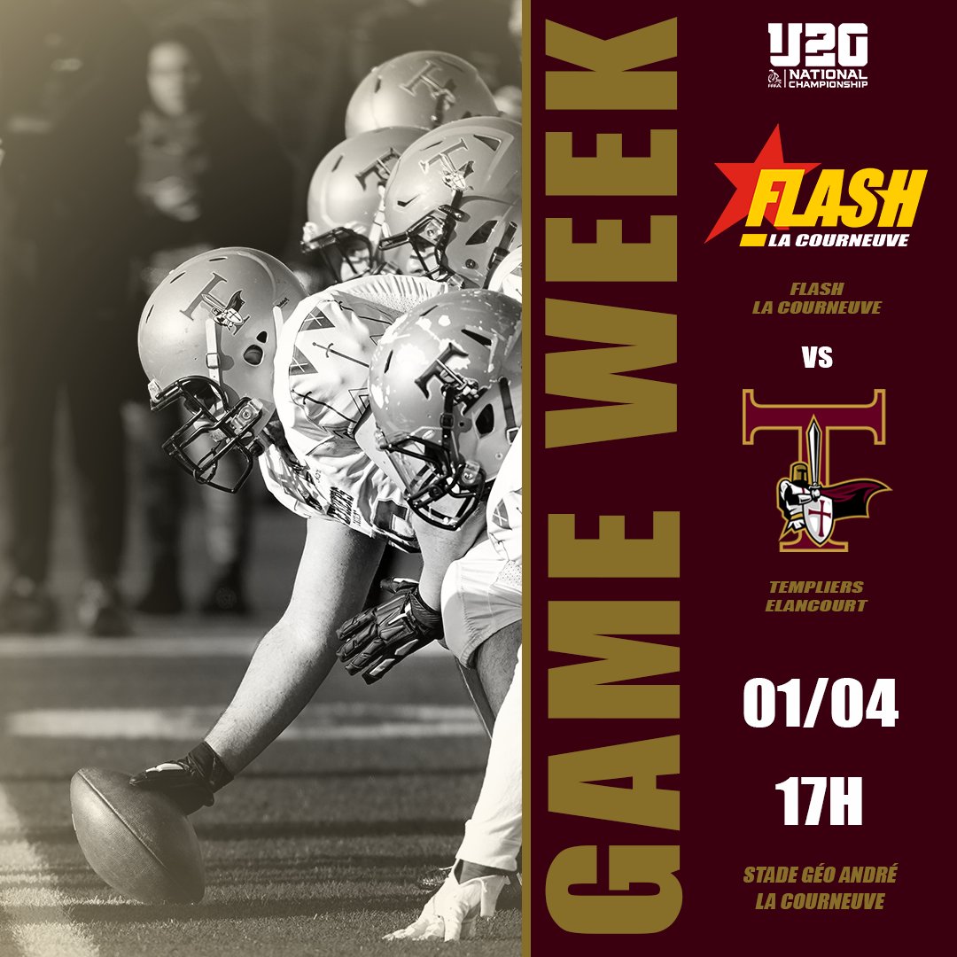 🏈Game Week 🏈

Nos U20 se déplaceront à La Courneuve pour affronter le <a href="/officiel_flash/">FLASH</a>

📅 Samedi 1er avril
⏰ 17h00
📌 Stade Géo André

📸 : ns_streetphotography

#WeAreOne #Templiers #GoldNation #FFFA #Elancourt #Football #FootballAmericain #FlagFootball #Cheerleading