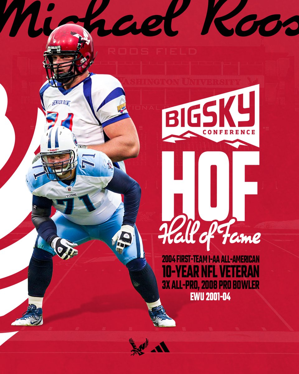 EWUAthletics's tweet photo. Congratulations to Eagle Football legend @MichaelRoos on being inducted into the Big Sky Hall of Fame!
DETAILS 📰 https://t.co/10w4ILtXux
Get tickets to the @BigSkyConf HOF Banquet at Northern Quest Resort & Casino! 🎟️ https://t.co/5XPobJPVIR
#GoEags #BigSky | @EWUFootball https://t.co/yBXUlS26pK