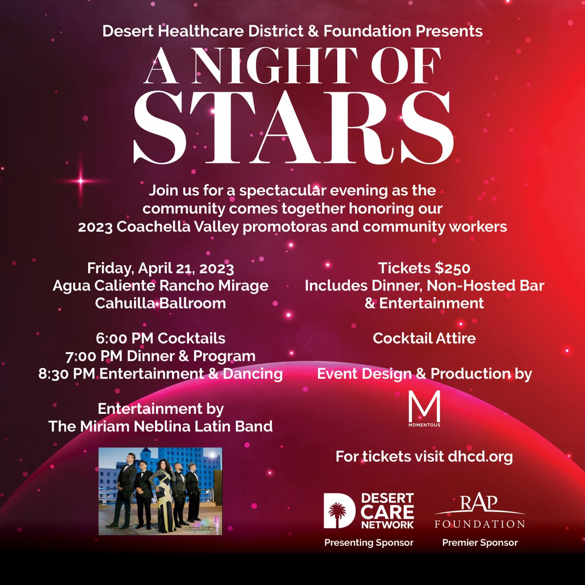 Celebrate with local stars of healthcare April 21. Info: event.auctria.com/0986df59-82ab-…
#NightofStars2023 #dhcd #cvec #promotoras #communityhealth #communitypartners #MomentousEvents #AguaCalienteCasino