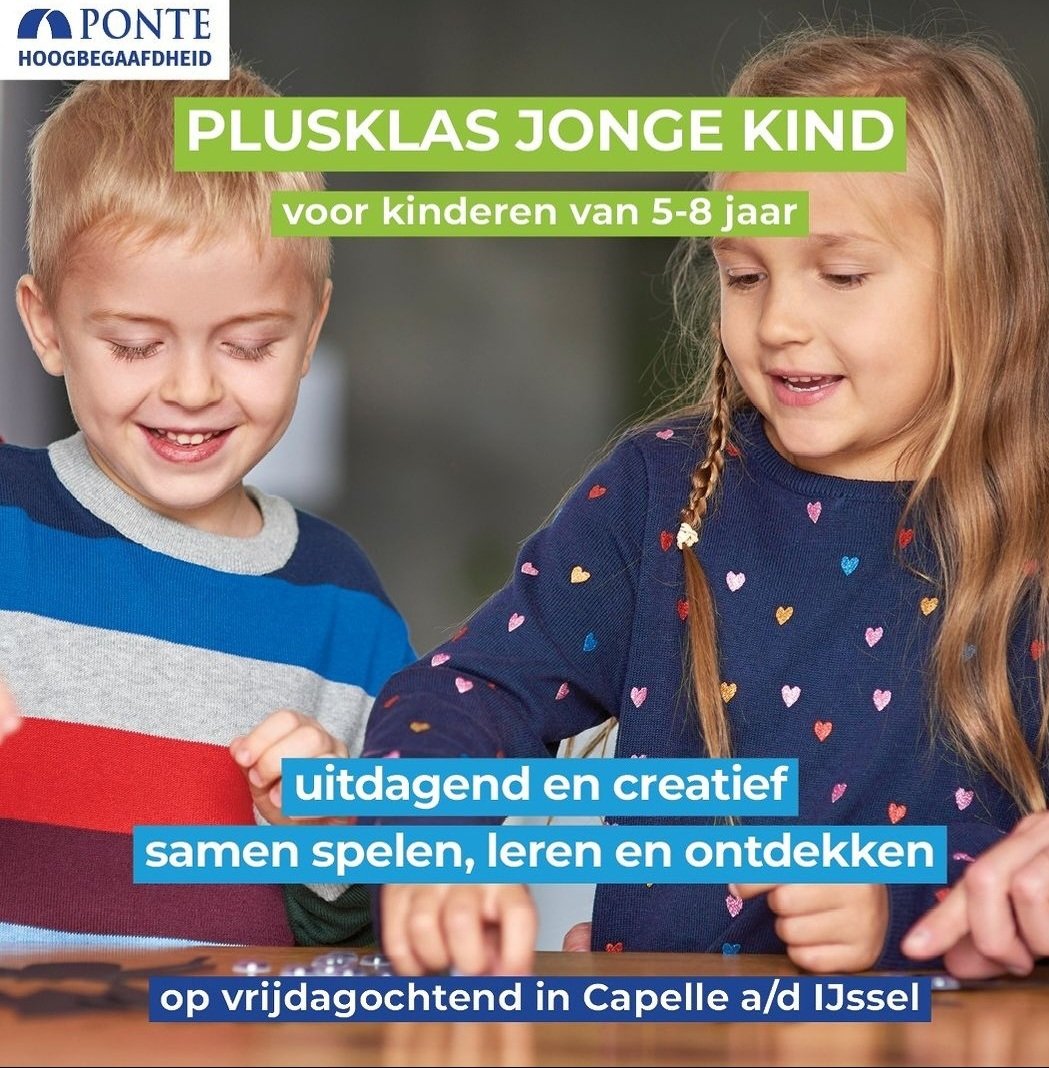 hoogbegaafdNU's tweet photo. Met groot enthousiasme kunnen wij jullie vertellen dat wij vanaf 26 mei in Capelle a/d IJssel gaan starten met een pilotplusklas voor het jonge kind!

Neem contact op voor meer informatie: 010-451 42 72 of info@ponte.nl. https://t.co/DRlQUe0SVL