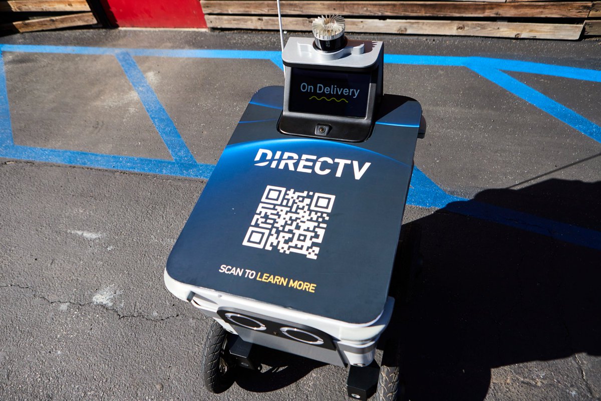 DIRECTVnews's tweet photo. You can't enjoy your entertainment without great food 🍿 

Starting today and continuing for four weeks in the Greater Los Angeles area, @DIRECTV ads will be wrapped around @ServeRobotics delivery robots in a new, eco-friendly campaign. https://t.co/qcPBqi4gJc https://t.co/vuAcRmFQwp