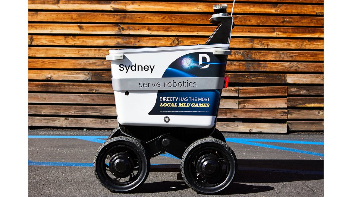 DIRECTVnews's tweet photo. You can't enjoy your entertainment without great food 🍿 

Starting today and continuing for four weeks in the Greater Los Angeles area, @DIRECTV ads will be wrapped around @ServeRobotics delivery robots in a new, eco-friendly campaign. https://t.co/qcPBqi4gJc https://t.co/vuAcRmFQwp