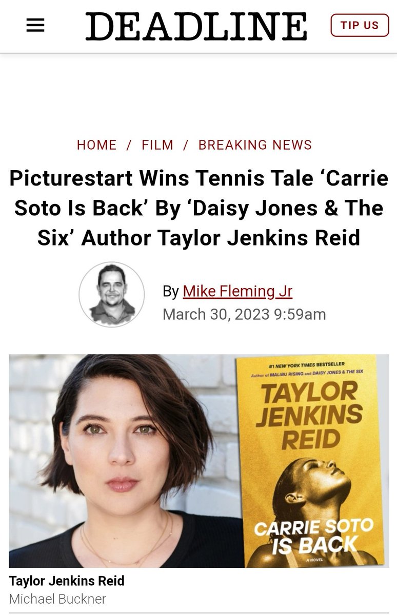 djatsbrasil's tweet photo. ⚠️  E vem aí mais uma adaptação do TJRverso: Os direitos de 'Carrie Soto Está de Volta' foram comprados pela Picturestart!

Via: @DEADLINE https://t.co/qG0VQhLXOi