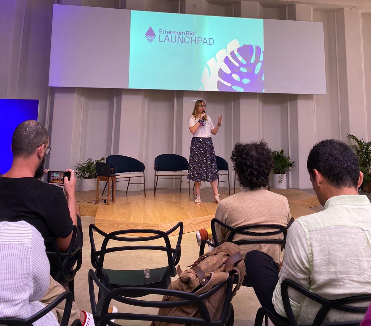 danielavhm's tweet photo. First pitch; a few bumps on the road, but it only makes us stronger! Go @annywbaas ! #EthereumRio23 #launchpad https://t.co/bgldnFOXho