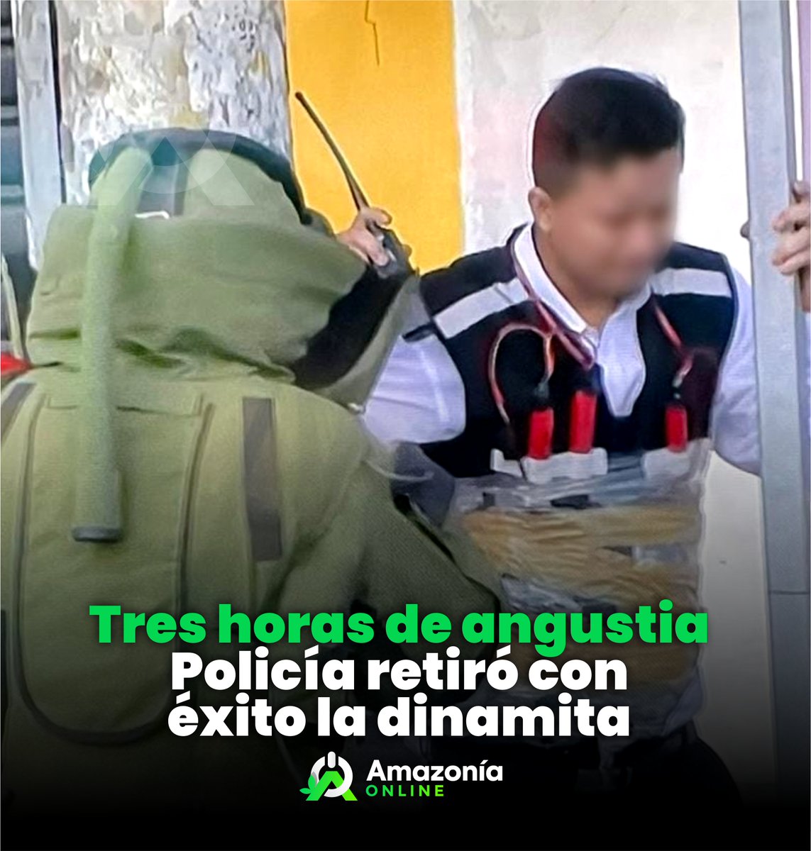 AmazoniaON's tweet photo. #ATENCIÓN: La unidad antiexplosivos de la Policía retiró con éxito una carga de dinamita que había sido adherida al cuerpo de un guardia de seguridad que labora en  joyería de Sauces 9, norte de #Guayaquil. Detrás estaría un grupo de delictivo que extorsiona a negocios del sector https://t.co/CYjUETNm58