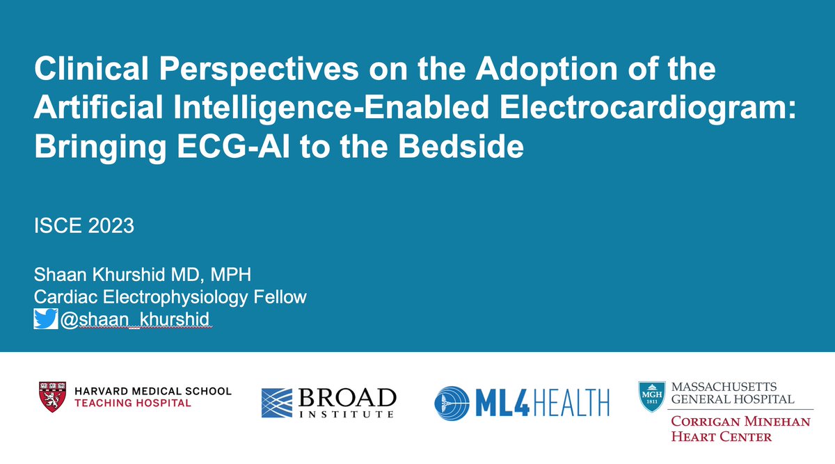shaan_khurshid's tweet photo. Awesome opportunity to present on clinical perspectives on the implementation of ECG-AI at #ISCE2023, in front of an amazing mix of engineers, clinicians, and ECG enthusiasts. Thank you @the_isce! 

@broadinstitute @broad_ml4h @MGHHeartHealth @MassGeneralNews https://t.co/W6t2itYxJZ